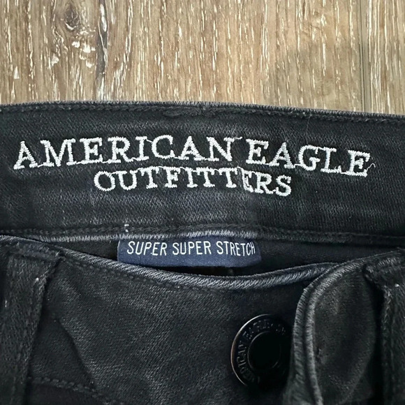 American Eagle Outfitters Super Super Stretch Black Jeggings Crop Sz 6 Long GUC - Picture 5 of 10